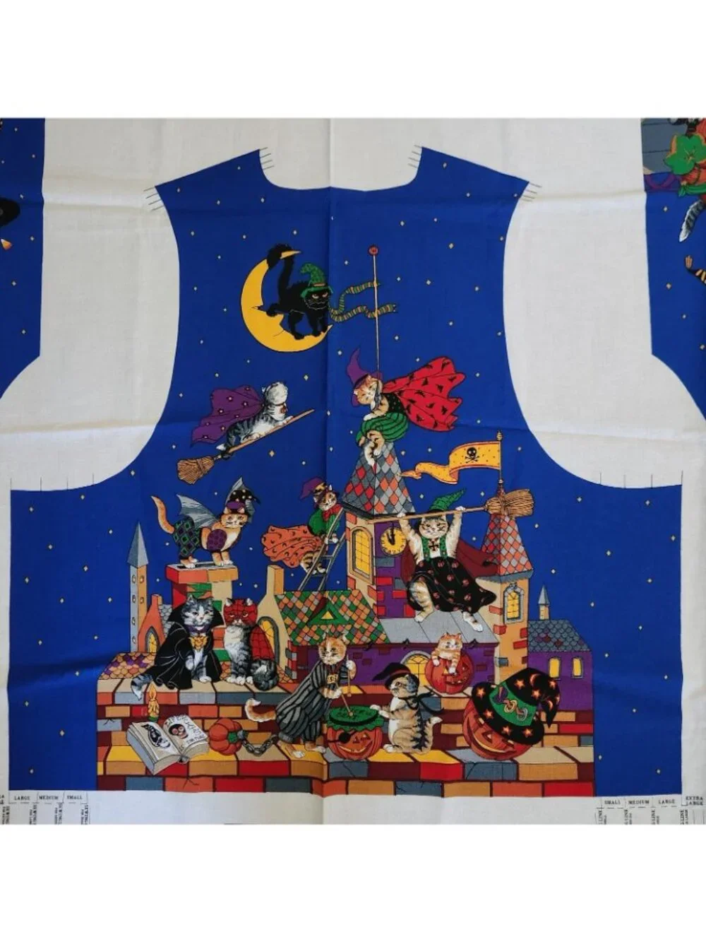 Vintage Halloween Cat Vest Fabric Panel Concord Kessler Cut & Sew 1970s/80s